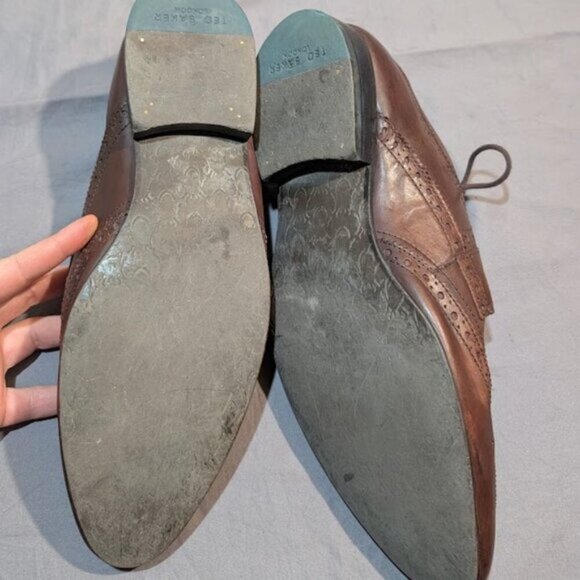 Ted Baker London Vineey Burgundy Derby Wingtip Men Oxford Leather Shoes Size 10 - Picture 11 of 11